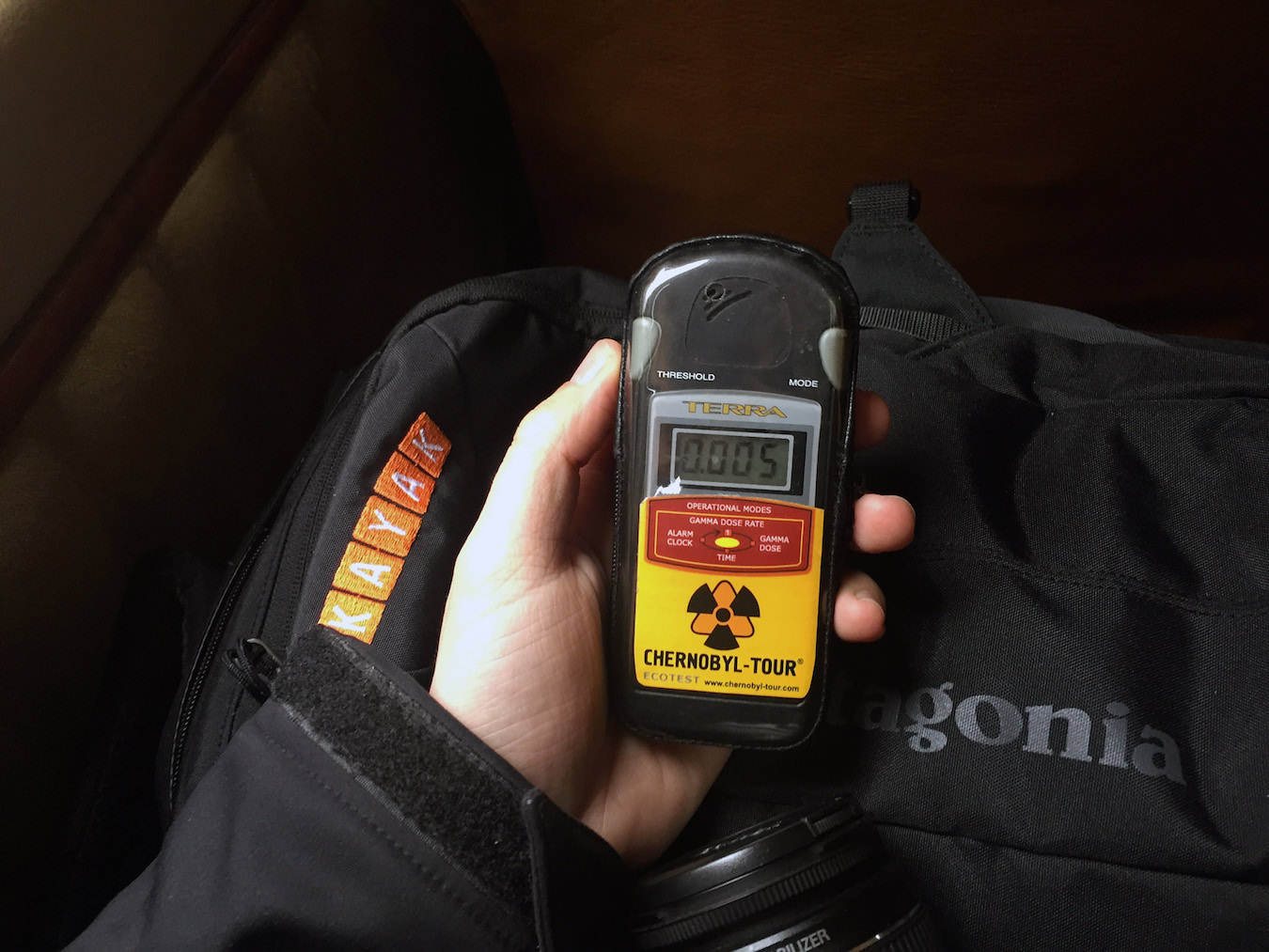 The Geiger Counter shows the natural radiation in Kiev.